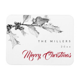 Ímã Simples e Moderno Natal de Holly Branca Negra Dese