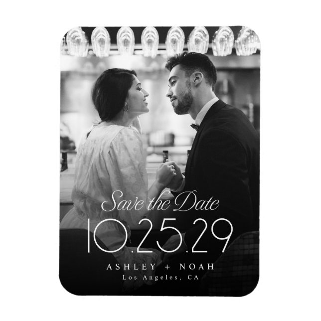Ímã Simples Elegância Classe Script Foto Casamento  (Vertical)