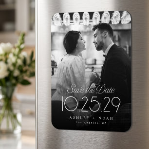 Ímã Simples Elegância Classe Script Foto Casamento 