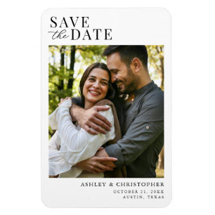 Ímã Simples Elegantes Fotos de Casamento Salve a Data