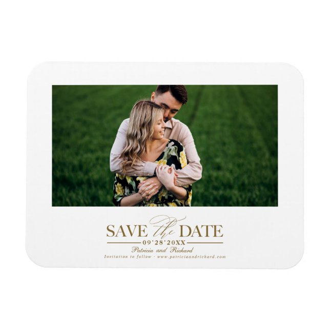 Ímã Simples Fotografia de Estilo para Salvar a Data do (Horizontal)