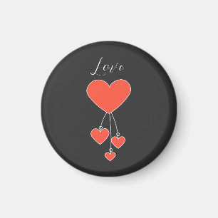 Imã Simples ilustração com corações escarlate "Love"