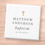 Imã Simples Moderno Elegante Cruzando Bebês Baptismo M<br><div class="desc">Design é composto por uma simples tipografia com sans serif e serif font.</div>