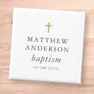 Imã Simples Moderno Elegante Cruzando Bebês Baptismo M