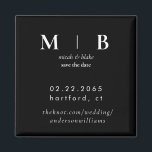 Imã Simples Monograma B/W Casamento Salvar a Data<br><div class="desc">Casamento de Monograma Branco e Preto Contemporâneo Salve o Magnete de Data. Simples.</div>