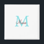 Imã simples nome de adição monograma, cor-de-rosa verm<br><div class="desc">design</div>