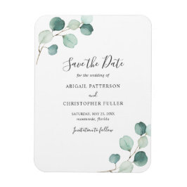 Ímã Simples Save the Date de Casamento com Eucalipto