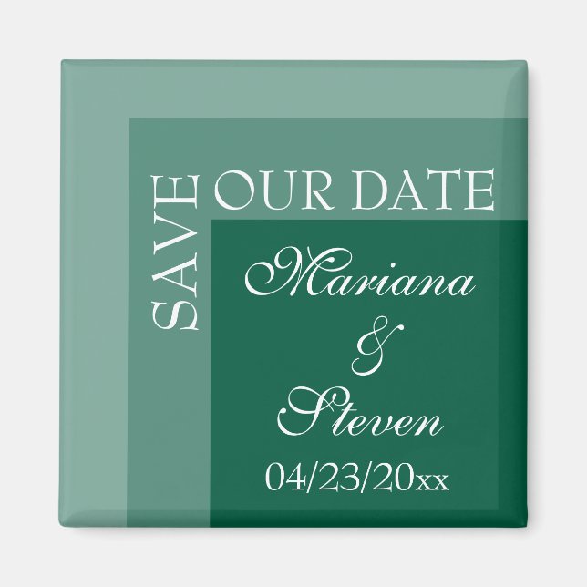 Imã Simples Script Modern Wedding Emerald Green (Frente)