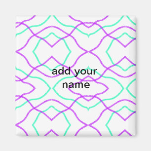 Imã Simples texto nome adicionar aquarela rosa azul