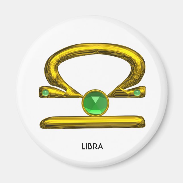 Imã SINAIS DE ANIVERSÁRIO ZODIÁTICOS Dourados LÍBRA (Frente)