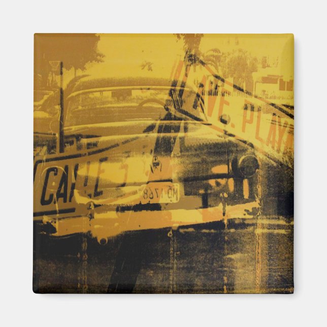 Imã Sinal amarelo de carro e rua (Frente)