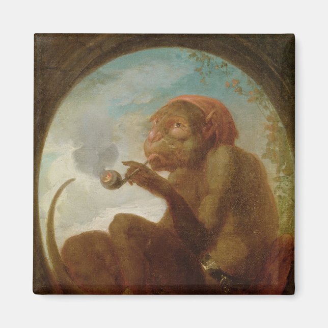 Imã Sinal com macaco fumando cachimbo (Frente)