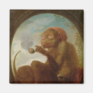 Imã Sinal com um macaco que fuma uma tubulação