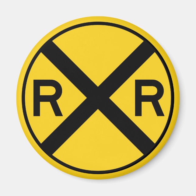 Imã Sinal de Aviso Preto e Amarelo Cruzamento Ferroviá (Frente)
