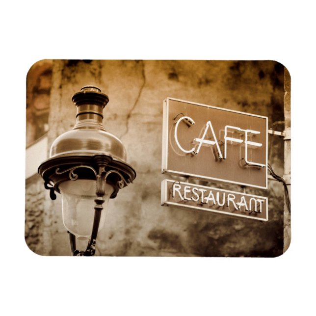 Ímã Sinal de café em sépia, Paris, França (Horizontal)