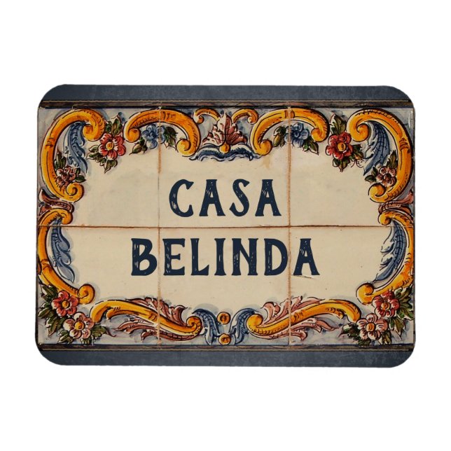 Ímã Sinal de Casa Espanhol (texto personalizável) (Horizontal)