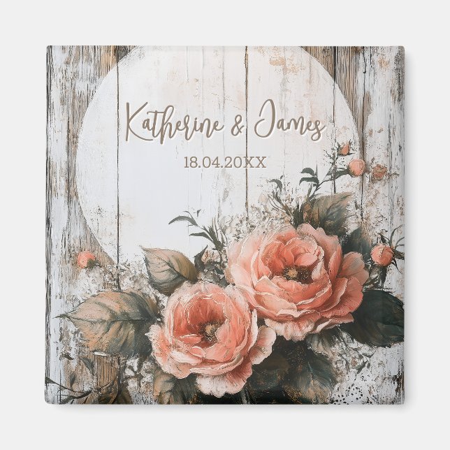 Imã Sinal de Casamento Russo com Nomes Personalizados  (Frente)