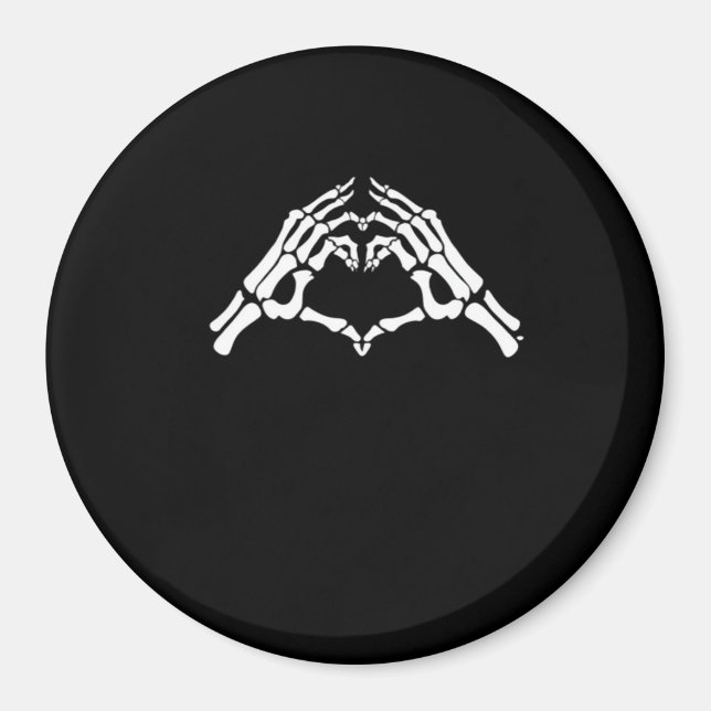 Imã Sinal De Coração E Mãos De Esqueleto (Frente)