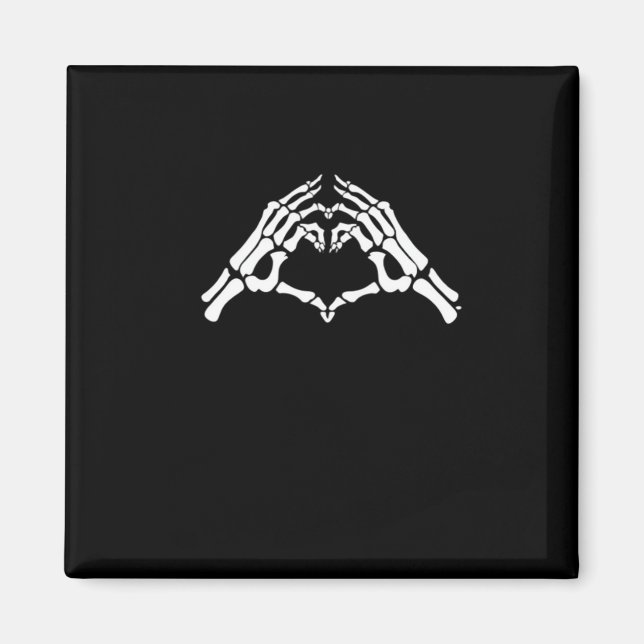 Imã Sinal De Coração E Mãos De Esqueleto (Frente)