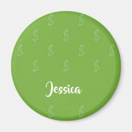 Imã Sinal de dólar branco em verde