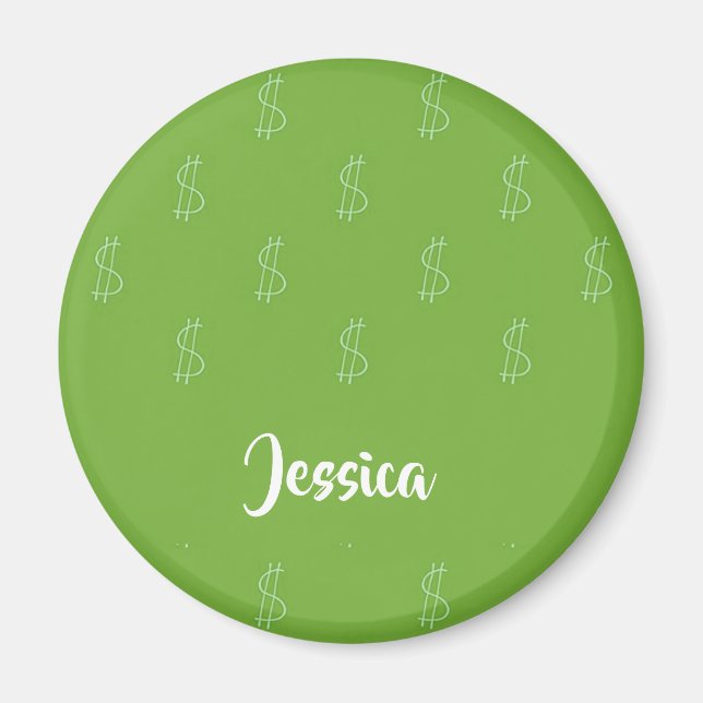 Imã Sinal de dólar branco em verde (Frente)