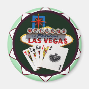 Imã Sinal de Las Vegas & Cartões Chip Poker
