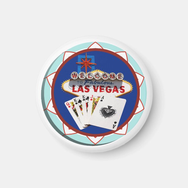Imã Sinal de Las Vegas & Cartões Chip Poker (Frente)