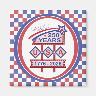 Imã Sinal de Letreiro Retro EUA 250º Aniversário 1776-