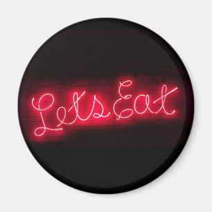 Imã Sinal de Neon do Vamos Único Eat Vintage em Verme