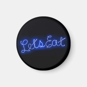 Imã Sinal de Neon do Vamos Único no Vintage em Azul