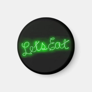 Imã Sinal de Neon do Vamos Único no Vintage em Verde