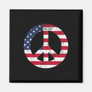 Imã Sinal de Paz Bandeira Patriótica EUA Paz e Amor