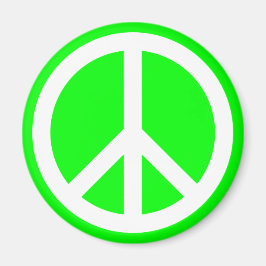 Imã Sinal de Paz Branco sobre Fundo Verde Lima