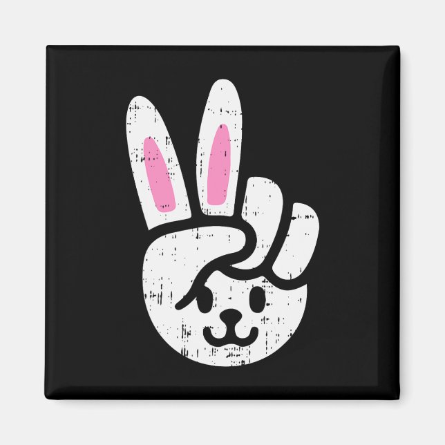 Imã Sinal de Paz Bunny Páscoa Diversão Coelho Primaver (Frente)