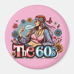 Imã Sinal de paz da menina Hippie pintinho de 1960