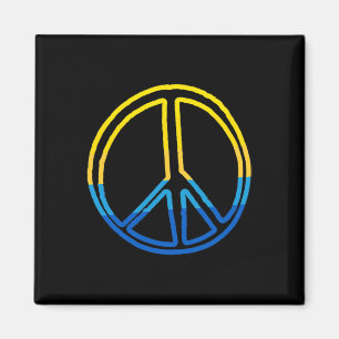 Imã Sinal de Paz nas Cores da Ucrânia Amarelo e Azul