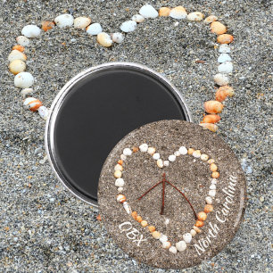 Imã Sinal de Paz OBX Coração de Seashells NC