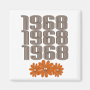 Imã Sinal de Paz Orange Hippy Flower Power de 1968