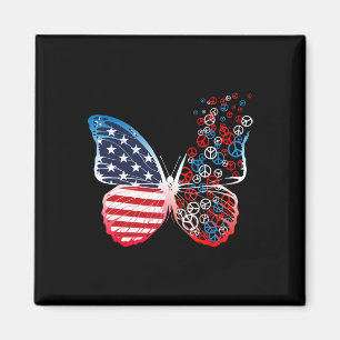 Imã Sinal de Paz Patriótico Borboleta 4 de Julho Bande