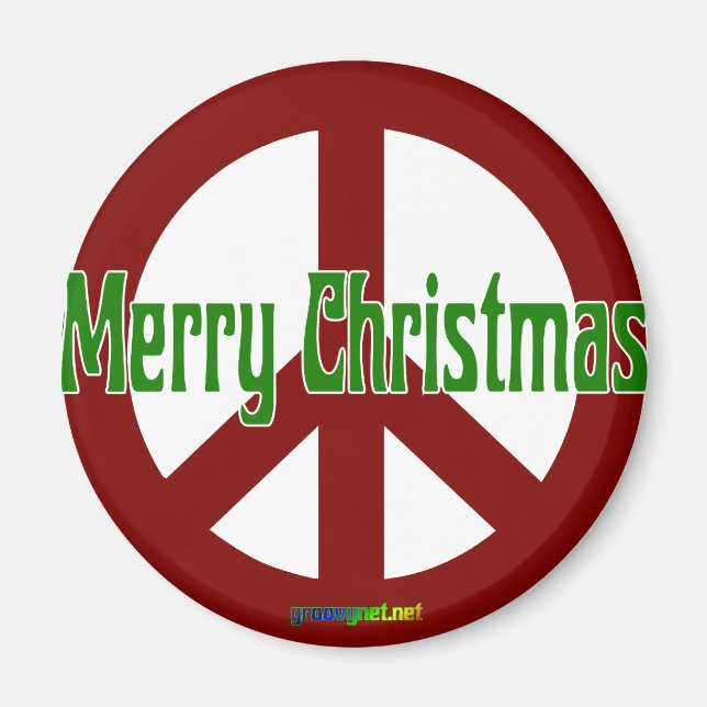 Imã Sinal de Paz Vermelha com Feliz Natal (Frente)