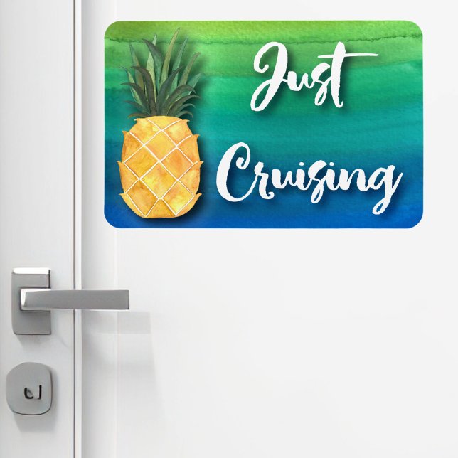 Ímã Sinal de Porta de Cabina do Ananás (Cruise ship door magnet. Pineapple themed. )