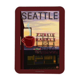 Ímã Sinal do mercado do lugar de SeattlePike e opiniã