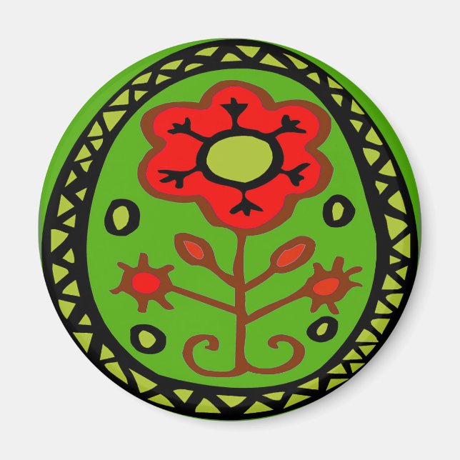 Imã Sinal Hex Neerlandês da Pensilvânia Flor Vermelho (Frente)