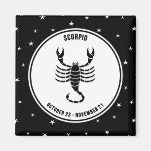 Imã Sinal Scorpio Zodiac, Imagem Preta e Branca