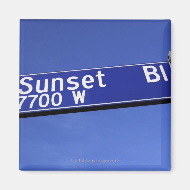 Imã Sinal Sunset Boulevard contra céu azul (Frente)