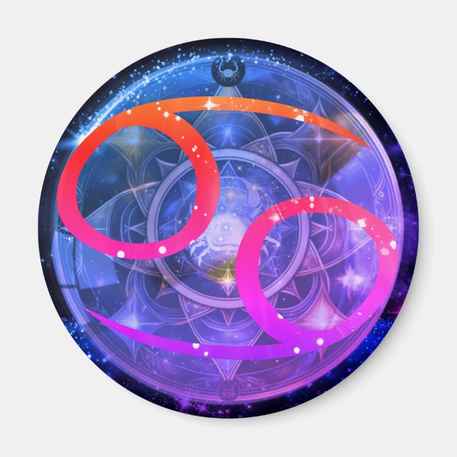 Imã Sinal Zodíaco do Cancer Redondo (Frente)