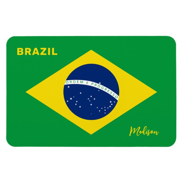 Ímã Sinalizador Brasil de Nome Personalizado (Horizontal)