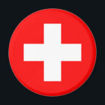 Imã sinalizador de suiça<br><div class="desc">A bandeira da Suiça (alemã: Schweizerfahne; francesa: drapeau de la Suisse; italiana: bandiera svizzera; Romansh: bandiera de la Svizra) exibe uma cruz branca no centro de um campo vermelho quadrado. A cruz branca é conhecida como a cruz suíça.</div>