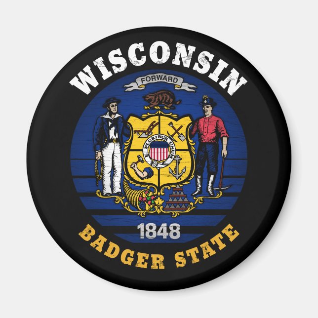 IMÃ SINALIZADOR DO ESTADO DO WISCONSIN BADGER (Frente)