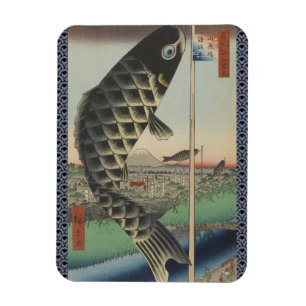 Ímã Sinalizadores do Festival de Koi Japonês Vintage